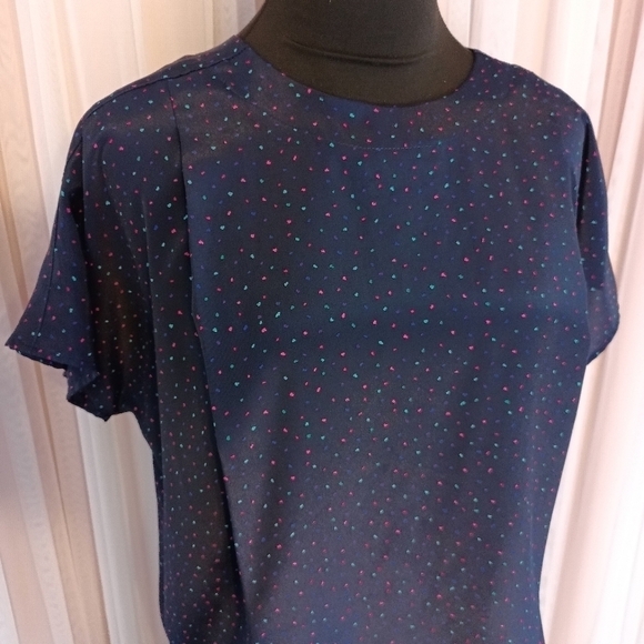 Vintage 80s Apostrophe Womens Blue Abstract Skirt Set size 12/14 - Picture 1 of 11
